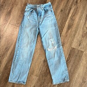 Levi's Light Blue High Rise rib cage straight Jeans